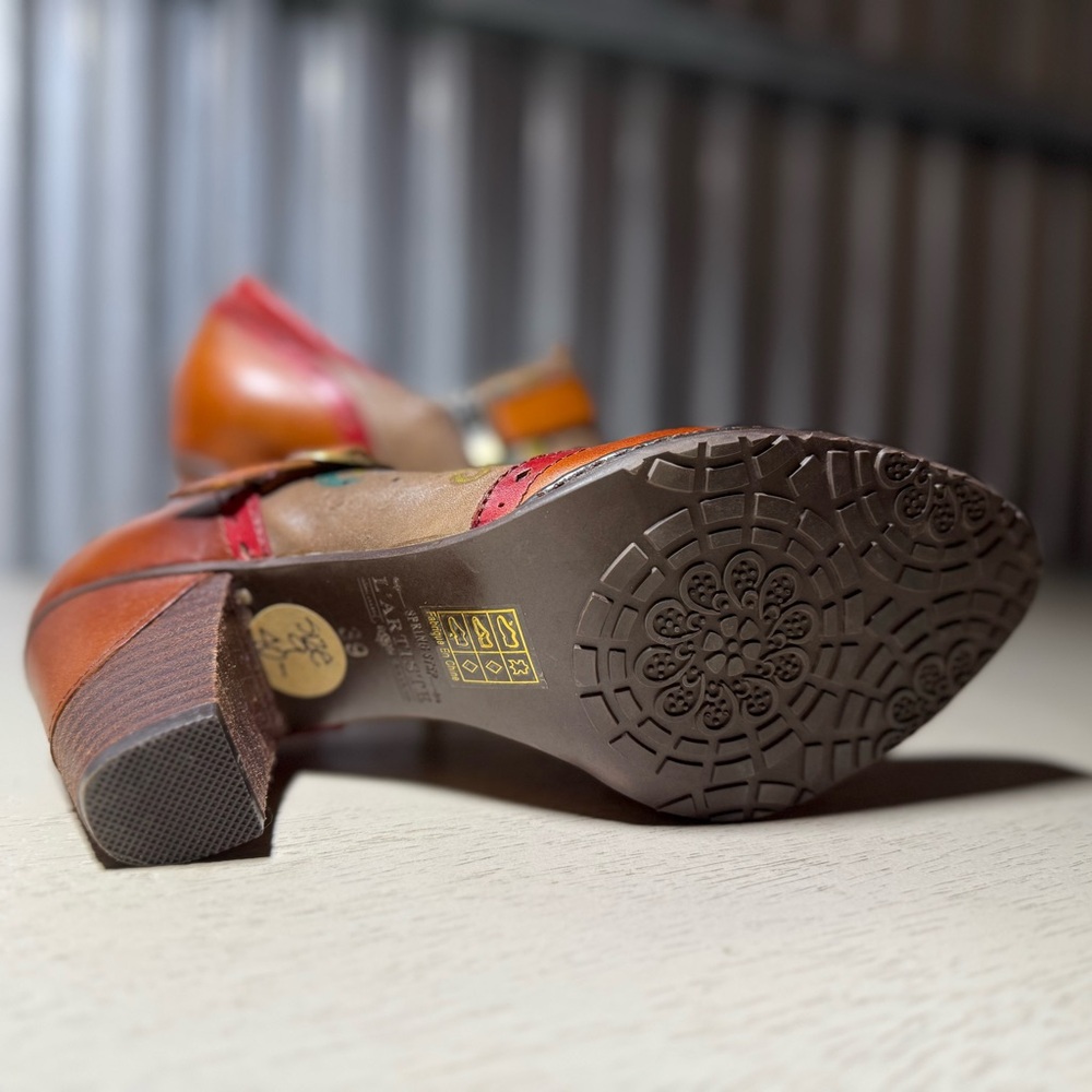 L'Artiste Spring Step 8.5 / 39 Leather Heels, New Without Box, Boho, French - Picture 4 of 11